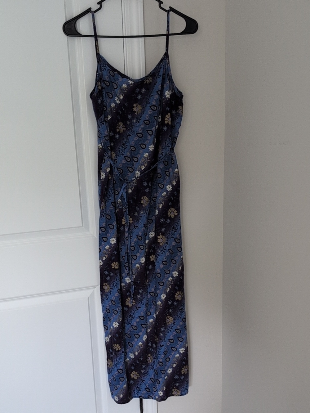 No Boundaries Blue Patterned Maxi Slip Dress